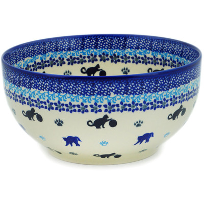 Polish Pottery Mixing bowl, serving bowl Kitty Paw Play Time