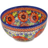 Polish Pottery Mixing bowl, serving bowl Orange Zinnia