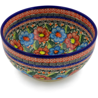 Polish Pottery Mixing bowl, serving bowl Spring Garden UNIKAT
