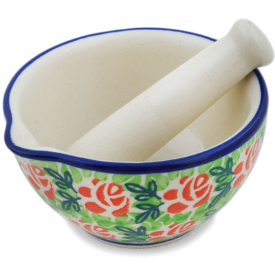 Polish Pottery Mortar and Pestle Small