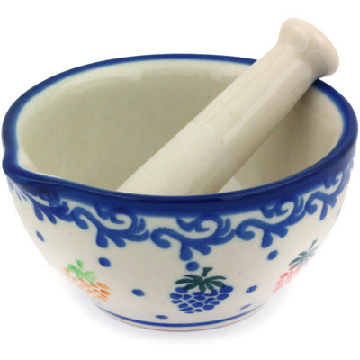 Polish Pottery Mortar and Pestle Small Very Berry