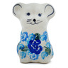 Polish Pottery Mouse Figurine 3&quot; Blue Kiss Blooms