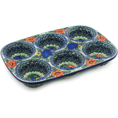 Polish Pottery 11 Muffin Pan Starry Night UNIKAT