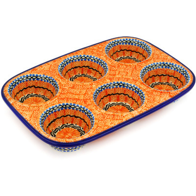 Polish Pottery Muffin Pan 11&quot;