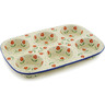 Polish Pottery Muffin Pan 13&quot; Red Primrose
