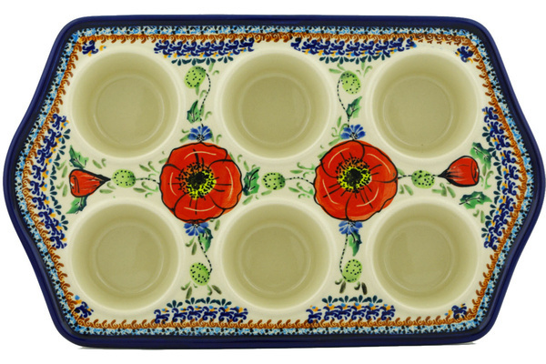 Polish Pottery 14 Muffin Pan Mosquito