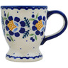 Polish Pottery Mug 0oz Orange And Blue Flower