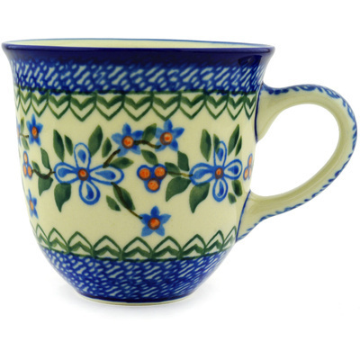 Polish Pottery Mug 10 oz Azure Blooms