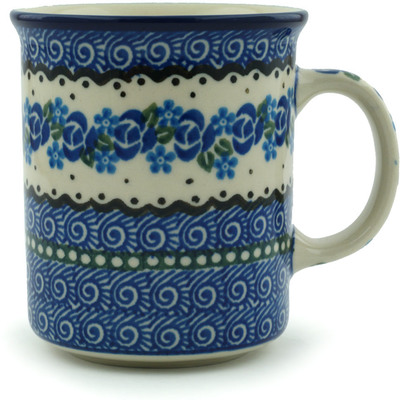 Polish Pottery Mug 10 oz Blue Bud Sea
