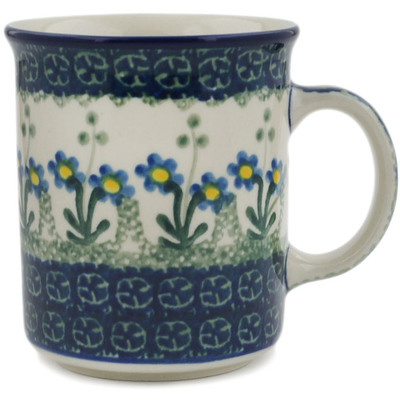Polish Pottery Mug 10 oz Blue Daisy Circle