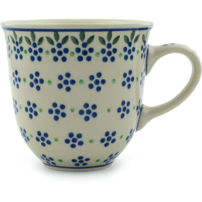 Polish Pottery Mug 10 oz Blue Daisy Dot