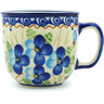 Polish Pottery Mug 10 oz Blue Pansy