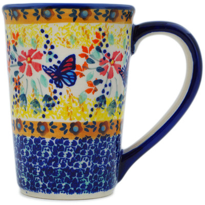 Polish Pottery Mug 10 oz Butterfly Summer Garden UNIKAT