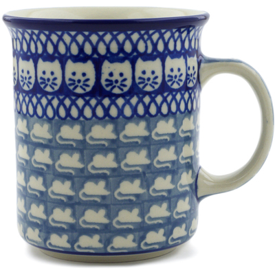 Polish Pottery Mug 10 oz Cat And Mouse Brigade UNIKAT
