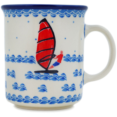 Polish Pottery Mug 10 oz Catching Waves UNIKAT