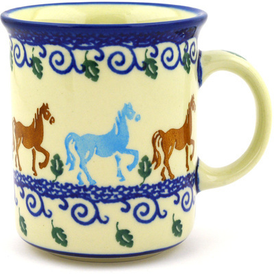 Polish Pottery Mug 10 oz Children&#039;s Prancing Poni