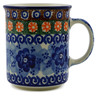 Polish Pottery Mug 10 oz Dancing Blue Poppies UNIKAT