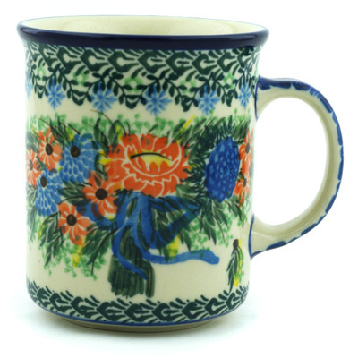 Polish Pottery Mug 10 oz Elegant Bouquet UNIKAT