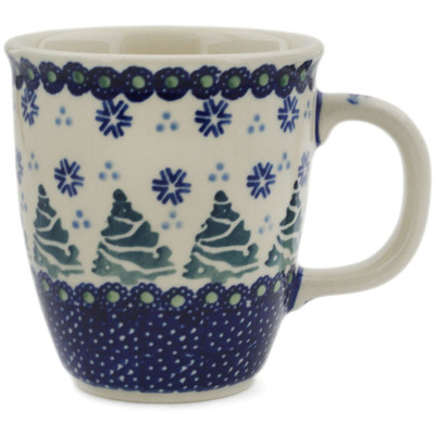 Polish Pottery Mug 10 oz Falling Snowflakes