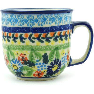 Polish Pottery Mug 10 oz Flor-de-lis UNIKAT