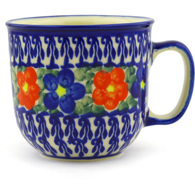 Polish Pottery Mug 10 oz Floral Burst