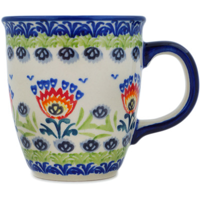 Polish Pottery Mug 10 oz Flower Flames UNIKAT