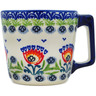 Polish Pottery Mug 10 oz Flower Flames UNIKAT