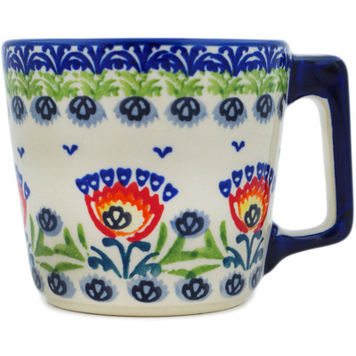 Polish Pottery Mug 10 oz Flower Flames UNIKAT