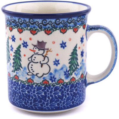 Polish Pottery Mug 10 oz Frosty The Snowman UNIKAT