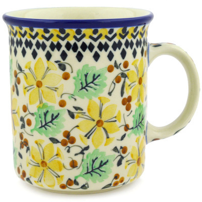 Polish Pottery Mug 10 oz Golden Starflower UNIKAT