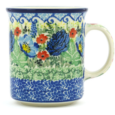 Polish Pottery Mug 10 oz Joyful Blue UNIKAT