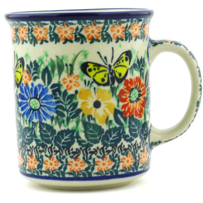 Polish Pottery Mug 10 oz Monarchs And Wildflowers UNIKAT