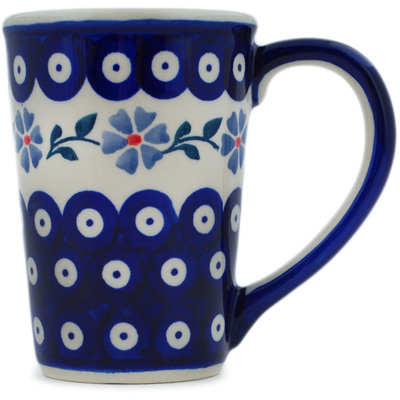 Polish Pottery Mug 10 oz Peacock Forget-me-not