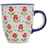 Polish Pottery Mug 10 oz Red Primrose