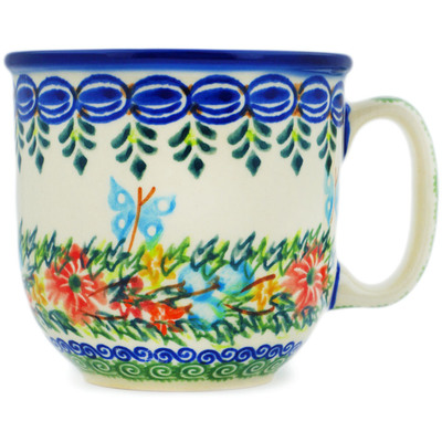 Polish Pottery Mug 10 oz Ring Of Flowers UNIKAT