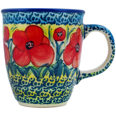 Polish Pottery Mug 10 oz Sunday Poppies UNIKAT