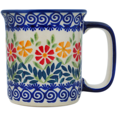Polish Pottery Mug 10 oz Wave Of Flowers