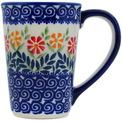 Polish Pottery Mug 10 oz Wave Of Flowers