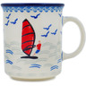 Polish Pottery Mug 10 oz Windsurfing UNIKAT