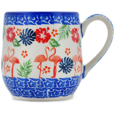 Polish Pottery Mug 11 oz Flamingo Tropical Paradise