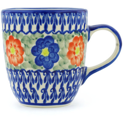 Polish Pottery Mug 11 oz Floral Burst