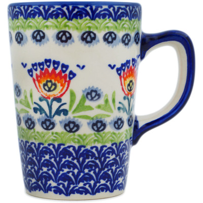 Polish Pottery Mug 11 oz Flower Flames UNIKAT