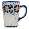 Polish Pottery Mug 11 oz Orange And Blue Flower