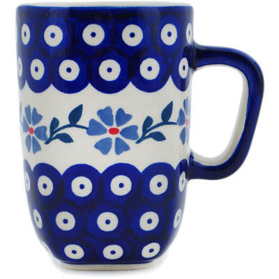 Polish Pottery Mug 11 oz Peacock Forget-me-not