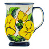 Polish Pottery Mug 11 oz Yellow Daffodils UNIKAT