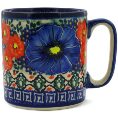 Polish Pottery Mug 12 oz Aztec Flowers UNIKAT