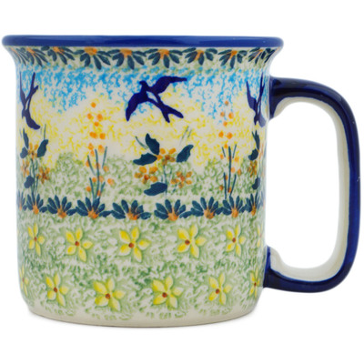 Polish Pottery Mug 12 oz Birds In The Sunset UNIKAT