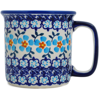 Polish Pottery Mug 12 oz Blue Chain UNIKAT