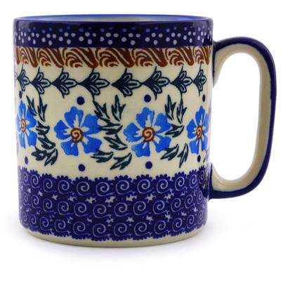 Polish Pottery Mug 12 oz Blue Cornflower