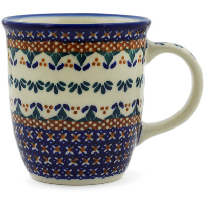 Polish Pottery Mug 12 oz Blue Cress